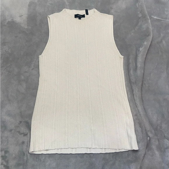 Theory Cream Novelty Mock Neck Prosecco Pointelle Shell Top 21701 - Picture 2 of 8